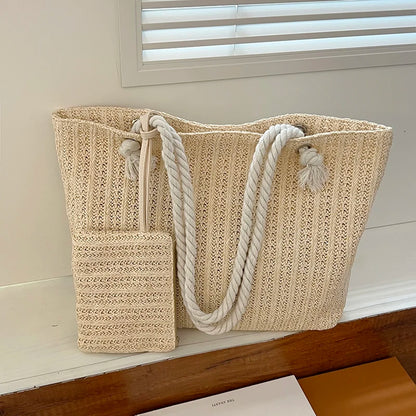 Straw Tote Bag – Large Capacity Women's Summer Beach Purse
