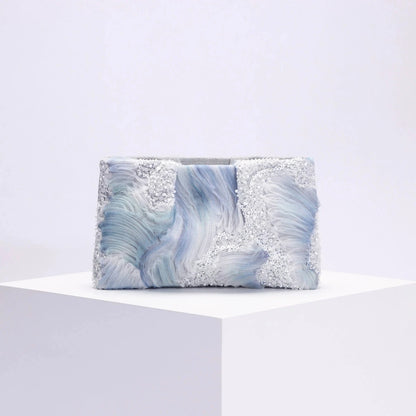 Sequins Clip Shell Clutch Bag Women Flower Embroidery Shoulder Crossbody Bags Vintage Evening Party