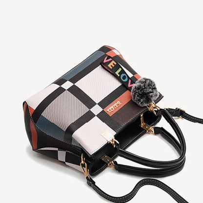 Luxury Vintage Plaid PU Leather Handbag for Women – Crossbody Shoulder Bag