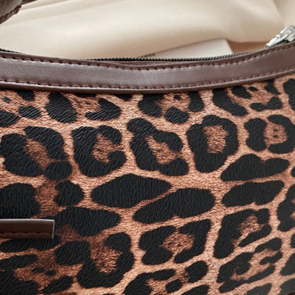 Leopard Print Bow Shoulder Bag – Retro Underarm Handbag for Women