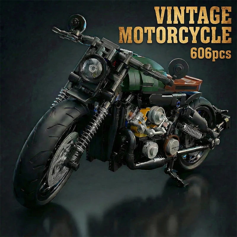 MOC Retro Cruiser Motorcycle Building Blocks Set – 1:6 Scale