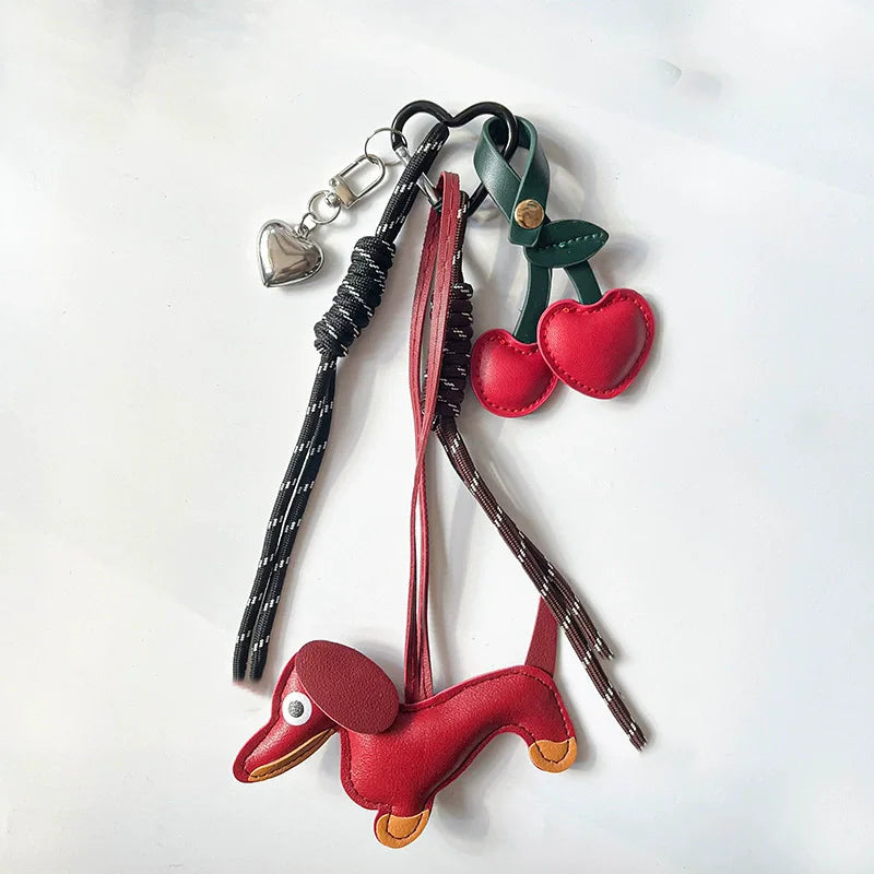 Dachshund Bag Charm – Faux Leather Sausage Dog Lanyard Pendant