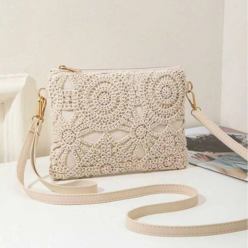 Boho Crochet Crossbody Bag Hollow Woven Beach Purse