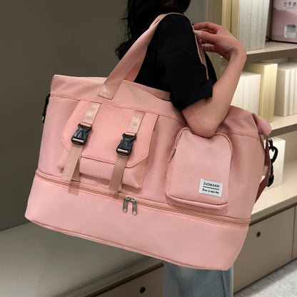 Weekender Duffle Bag Large Capacity with Shoe Compartment for Women