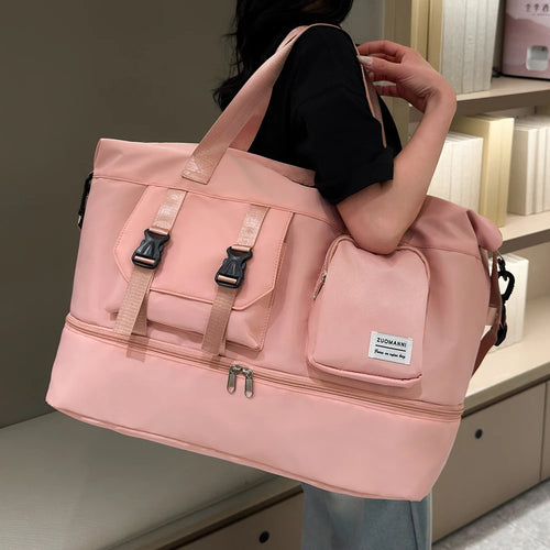 Weekender Duffle Bag Large Capacity with Shoe Compartment for Women