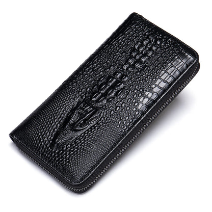 Crocodile Pattern Leather Long Wallet for Men – RFID Blocking