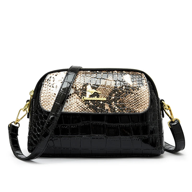 Snake Pattern Crossbody Bag for Women – Patent Leather