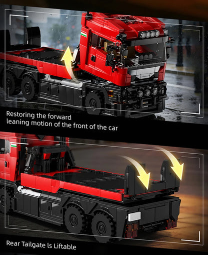 MOC Truck & Trailer Building Blocks Set – 1260+ Pcs with Sports Car