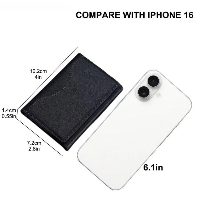 Magnetic Phone Wallet – PU Leather Trifold Card Holder for iPhone