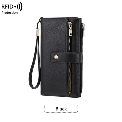 RFID Blocking Women's Long Wallet – Large Capacity PU Leather