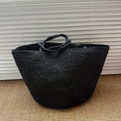 Raffia Straw Tote Bag – Handwoven Women's Beach Shoulder Bag