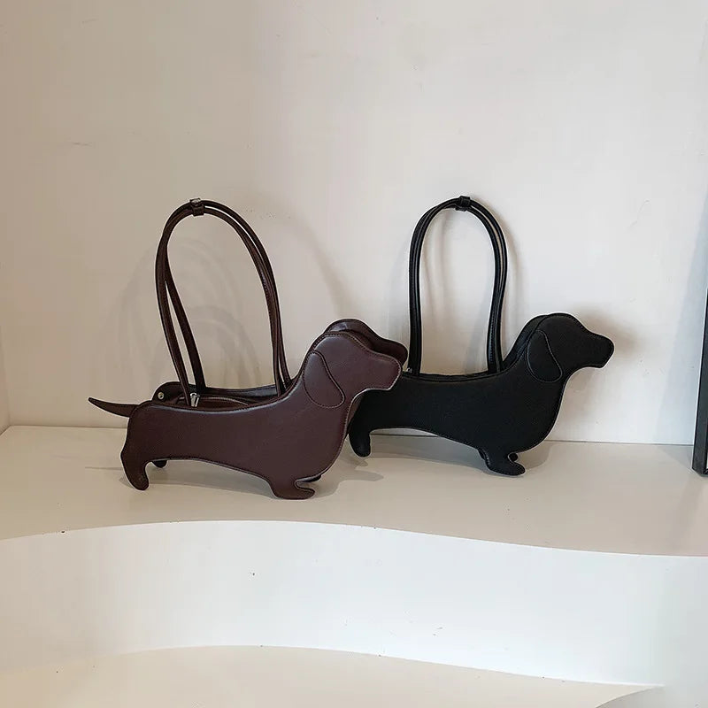 Dog Shaped Handbag - Novelty PU Leather Dachshund Shoulder Bag