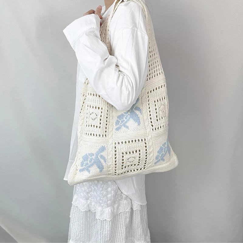 Knit Star Crochet Shoulder Bag – Hollow Beach Tote
