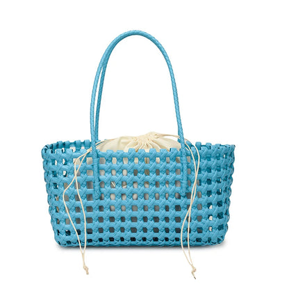 Hollow-Out Woven Basket Tote Bag – Boho Beach Handbag