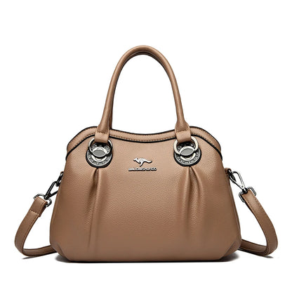 Soft PU Leather Handbag for Women – 3-Layer Shoulder & Crossbody Bag