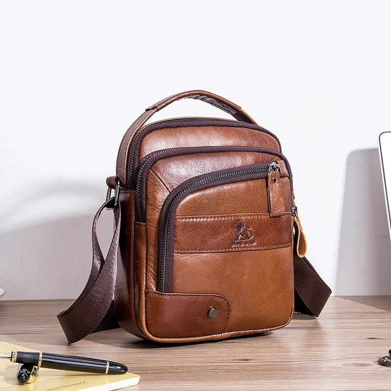 Men's Genuine Leather Crossbody Shoulder Bag