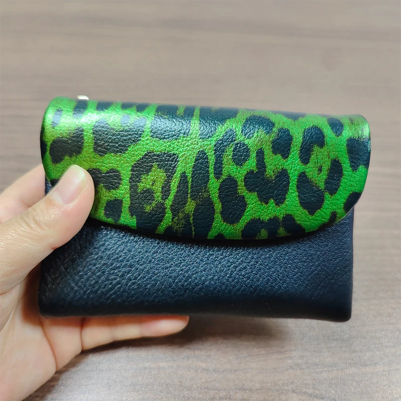 Leopard Print Leather Wallet for Women – Short Organizer Purse