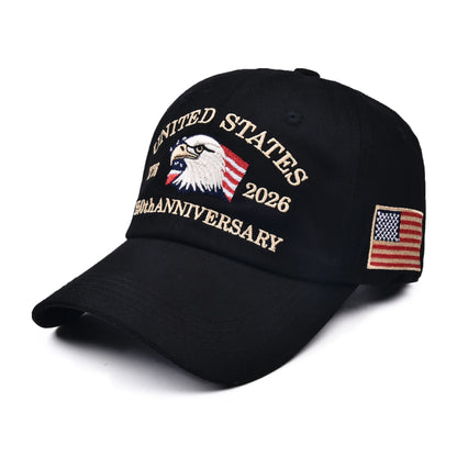 USA 250th Anniversary Baseball Cap – Eagle Embroidery Hat for Men & Women