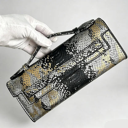 Ostrich Pattern Long Clutch Bag – PU Leather Party Handbag