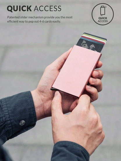 RFID Blocking Aluminum Card Holder with Auto Pop-Up