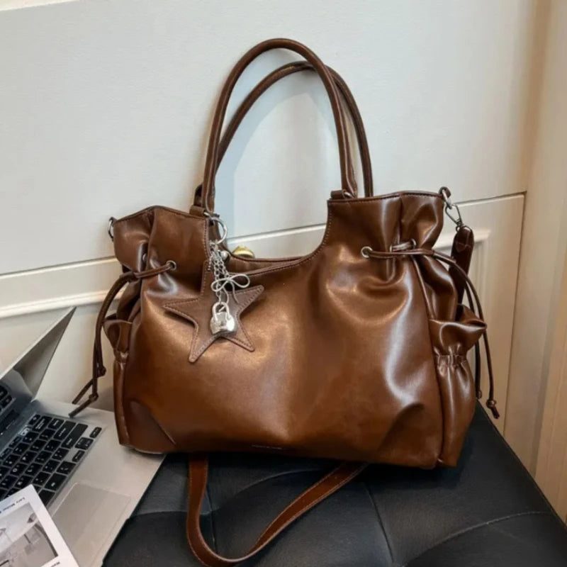 Large Capacity Tote Bag – Retro Shoulder & Crossbody Handbag