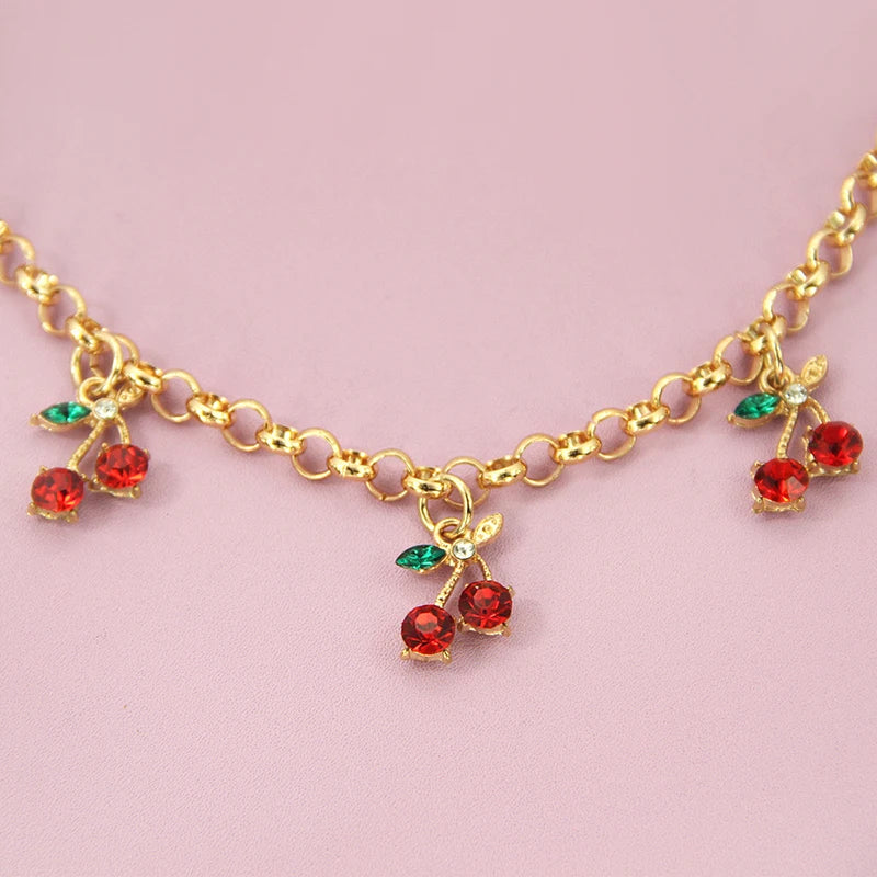 Cherry Crystal Bag Charm Chain – Rhinestone Handbag Accessory