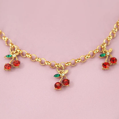 Cherry Crystal Bag Charm Chain – Rhinestone Handbag Accessory