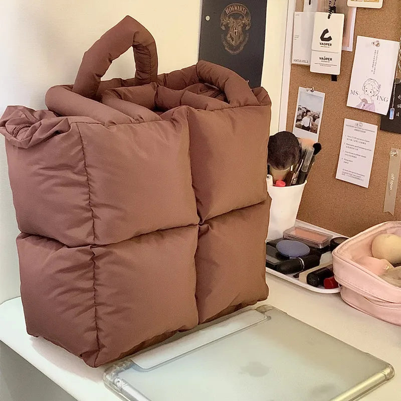 Puffer Tote Bag for Women – Large Quilted Cotton Shoulder Bag