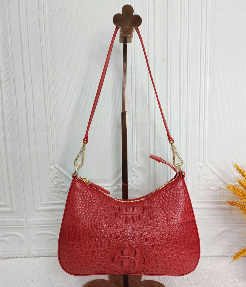 Genuine Crocodile Leather Shoulder Bag for Women