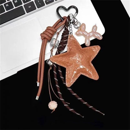 Starfish & Balloon Dog Charm Keychain – Braided Rope Bag Pendant