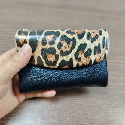 Leopard Print Leather Wallet for Women – Short Organizer Purse