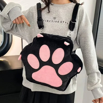 Cat Paw Plush Crossbody Bag – Kawaii Furry Shoulder Purse