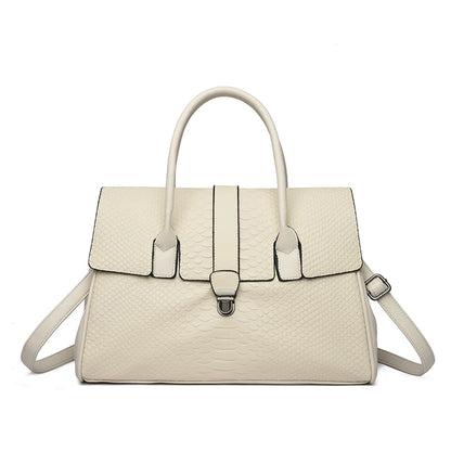 Snake Embossed Leather Tote Bag for Women – Large Shoulder Handbag