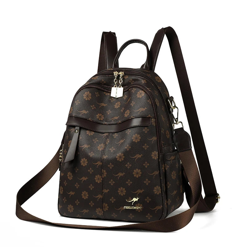 Leather Travel Backpack for Women – Large Capacity Luxury Shoulder Bag