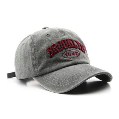 Retro Embroidered Baseball Cap – Washed Cotton Snapback Hat