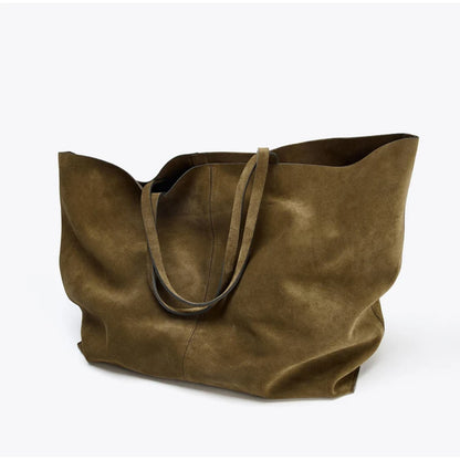 Vintage Leather Tote Bag – Large Capacity Shoulder Handbag for Women