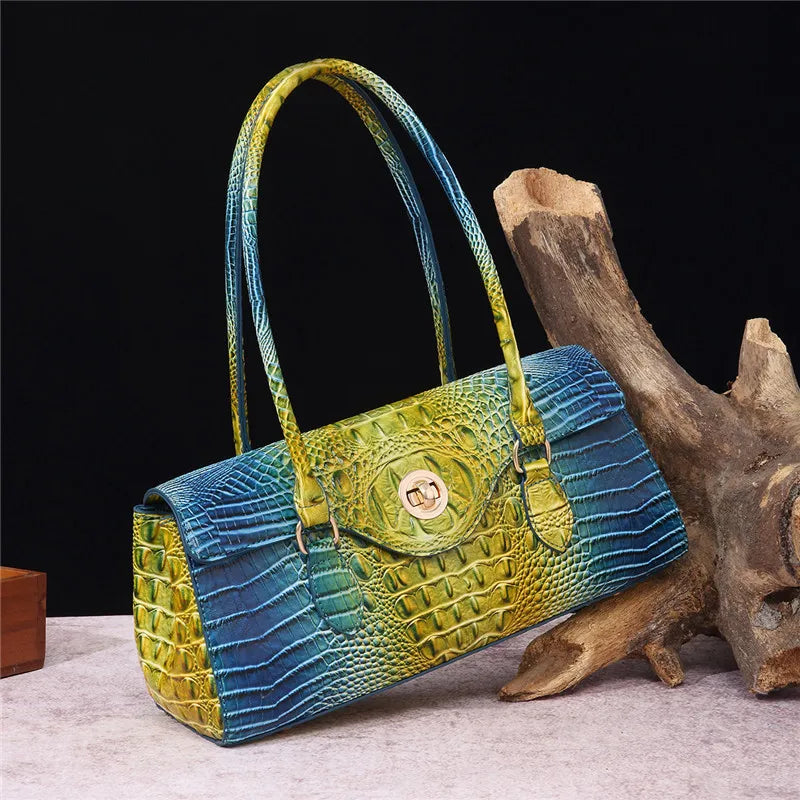 Crocodile Pattern PU Leather Shoulder Handbag for Women
