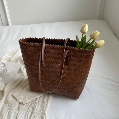 Rattan Woven Tote Bag – Large Capacity Women Beach & Travel Bag