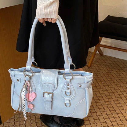 Women's Vintage Leather Handbag – Y2K Chic Shoulder Bag