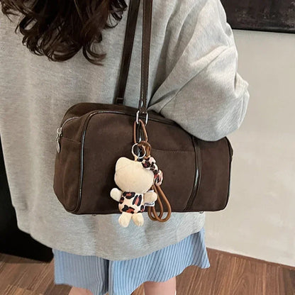Retro Suede Pillow Shoulder Bag – Women's Large Capacity Commuter Handbag