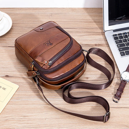 Men's Genuine Leather Crossbody Shoulder Bag