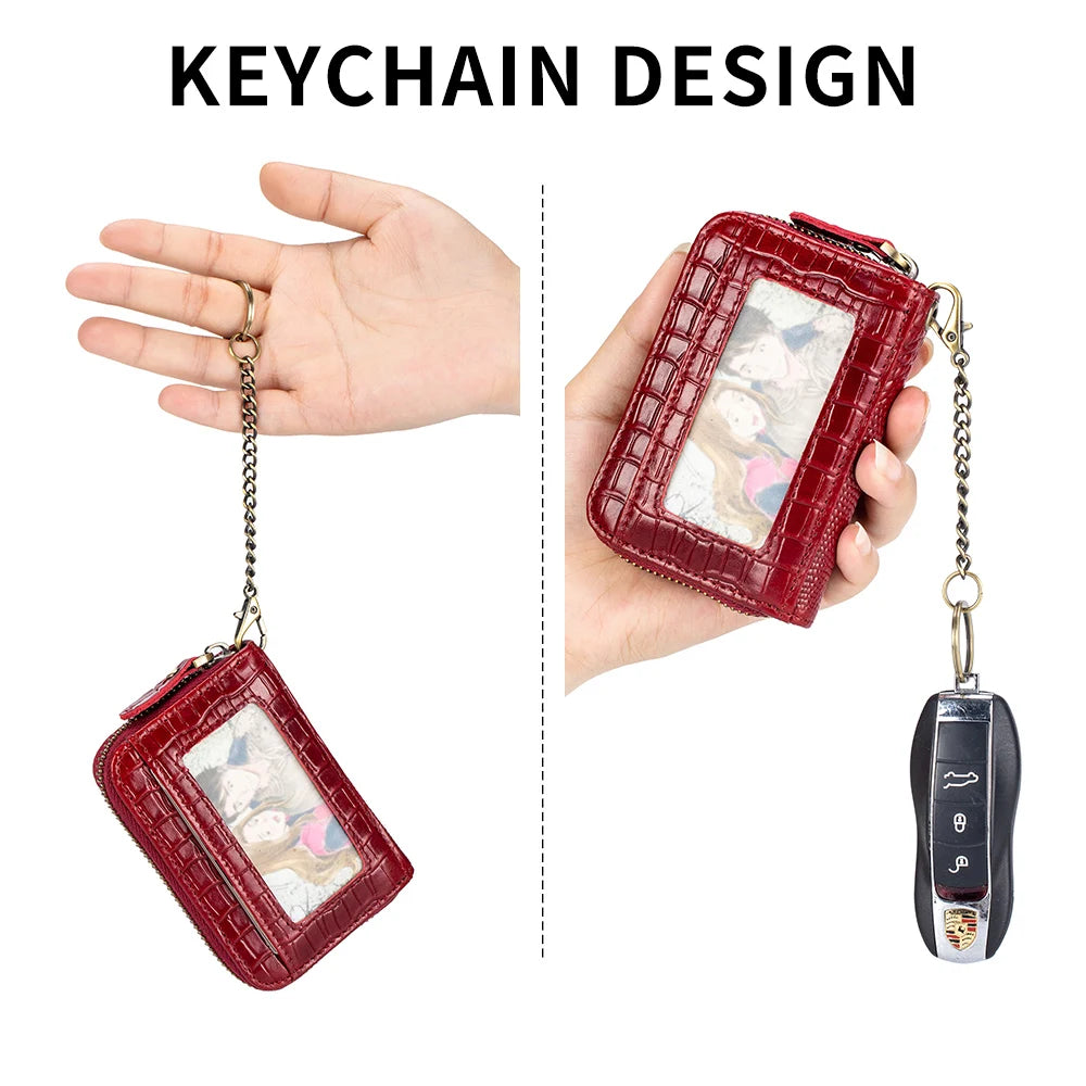 Crocodile Pattern Key Wallet with Chain – Steel Lion