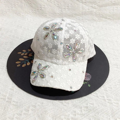 Summer Women S Lightweight Office Lady Lace Baseball Cap Embroidered Flowers Mesh Ventilation Sun