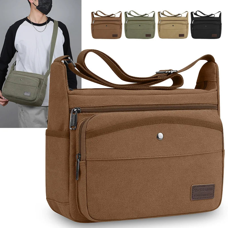 Men's Canvas Crossbody Bag – Casual Messenger Shoulder Bag