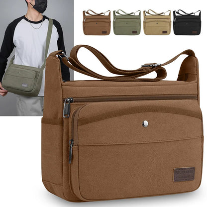 Men's Canvas Crossbody Bag – Casual Messenger Shoulder Bag