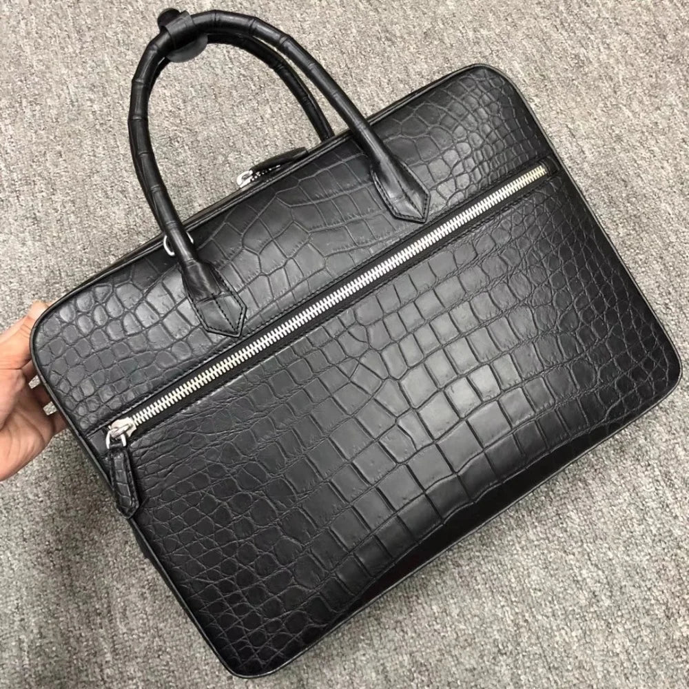 Men's Genuine Crocodile Leather Briefcase – 16" Luxury Laptop Bag