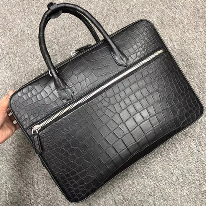 Men's Genuine Crocodile Leather Briefcase – 16" Luxury Laptop Bag