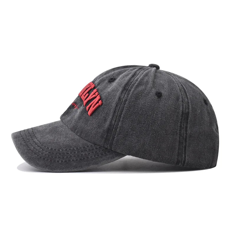 Brooklyn Embroidered Baseball Cap – Retro Washed Cotton Hat