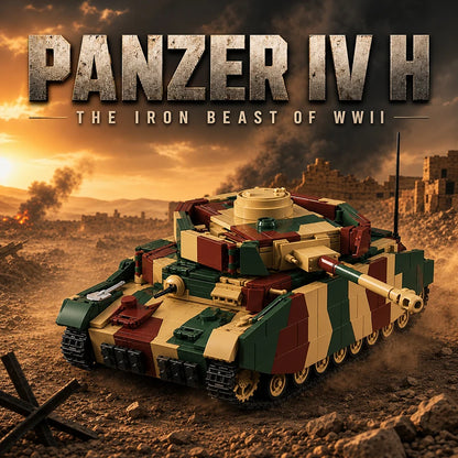 Panzer IV H Tank MOC Building Block Set Military Model with Soldier Figures