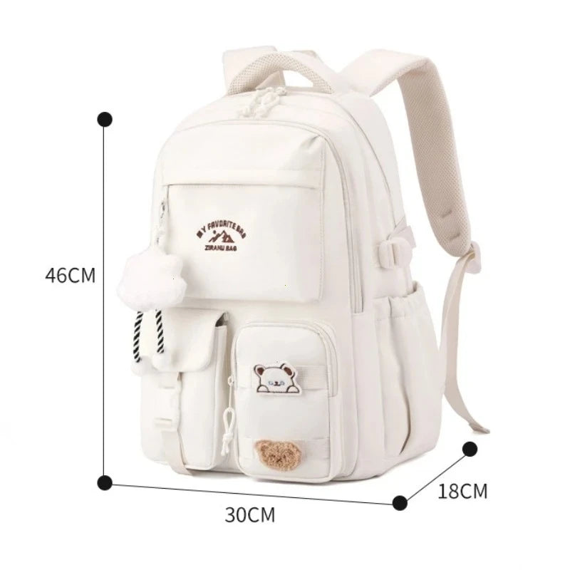 Waterproof Nylon Backpack – Korean Style Women's School & Travel Bag